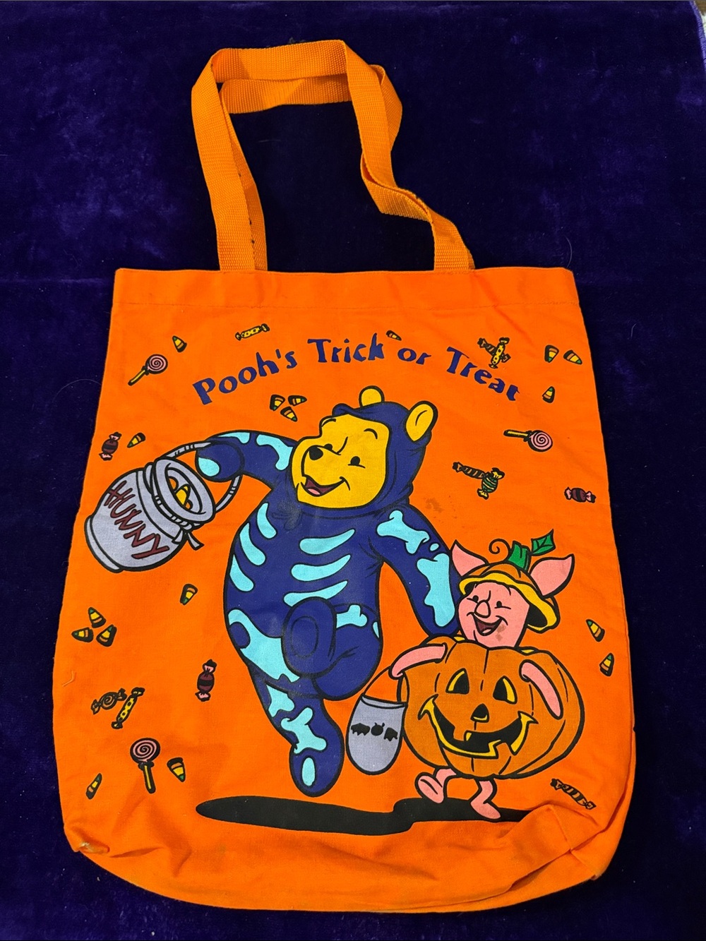 Vintage Disney Winnie the Pooh Orange Halloween Trick-or-Treat Tote